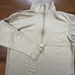 US Military Gen III Level 2 Grid Fleece Shirt Mens L Tan Sand Quarter Zip Waffle